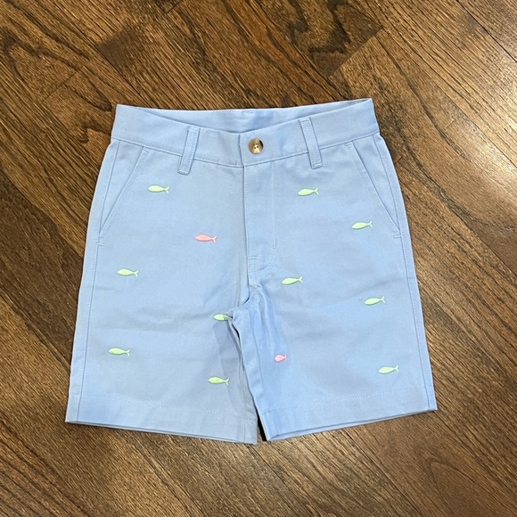The Beaufort Bonnet Company Other - The Beaufort Bonnet Company Blue Kids Shorts with Fish Embroidery